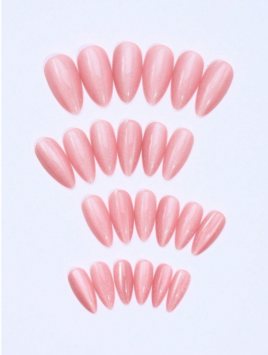 Shiny pink acrylic nails