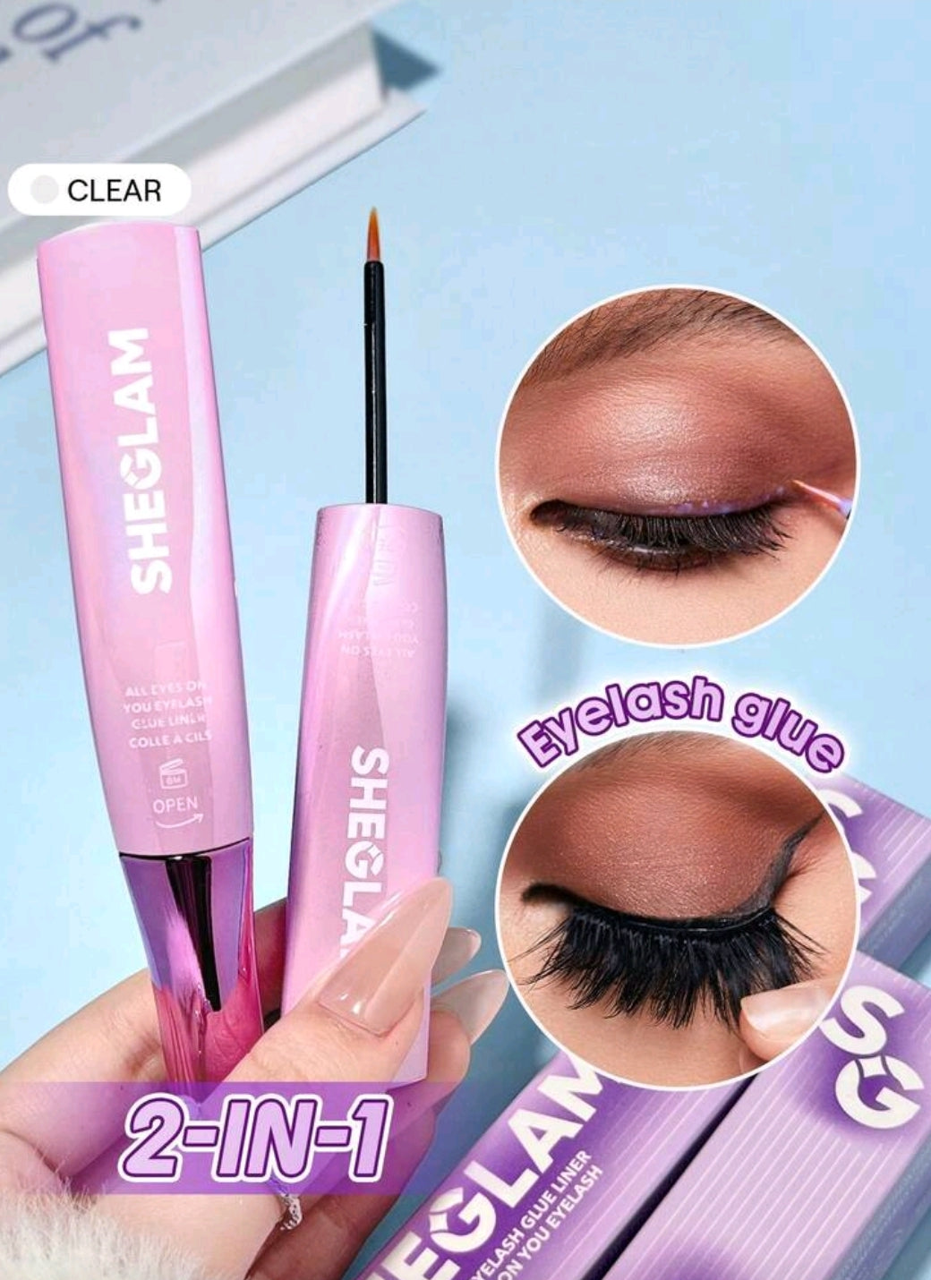 Sheglam eyeliner and eyelash glue,