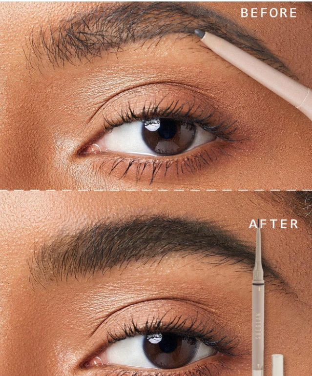 SHEGLAM قلم حواجب 2 في 1 من Brows On Demand-قلم حواجب سائل مقاوم للماء قلم حواجب
