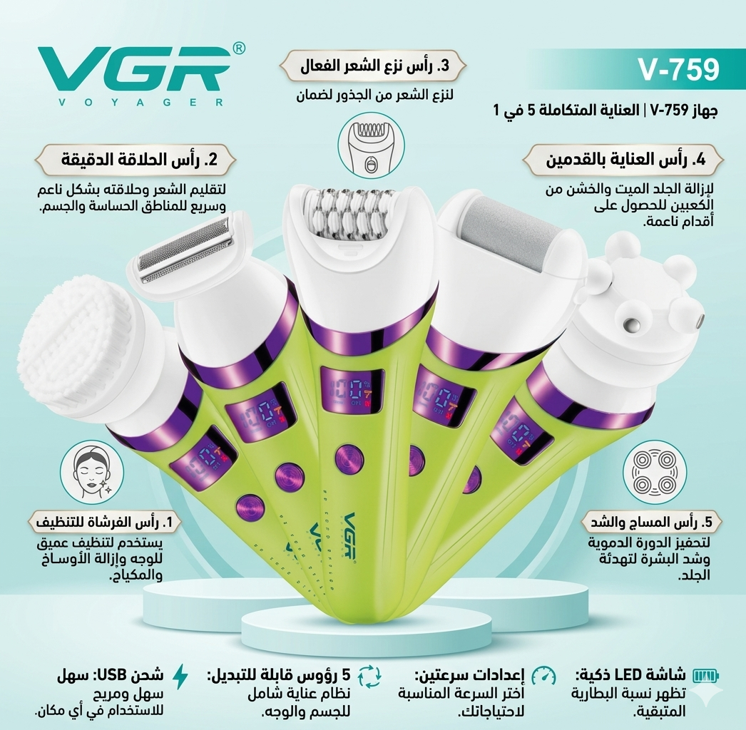 جهاز VGR V-759، هو طقم العناية الاحترافي المتكامل