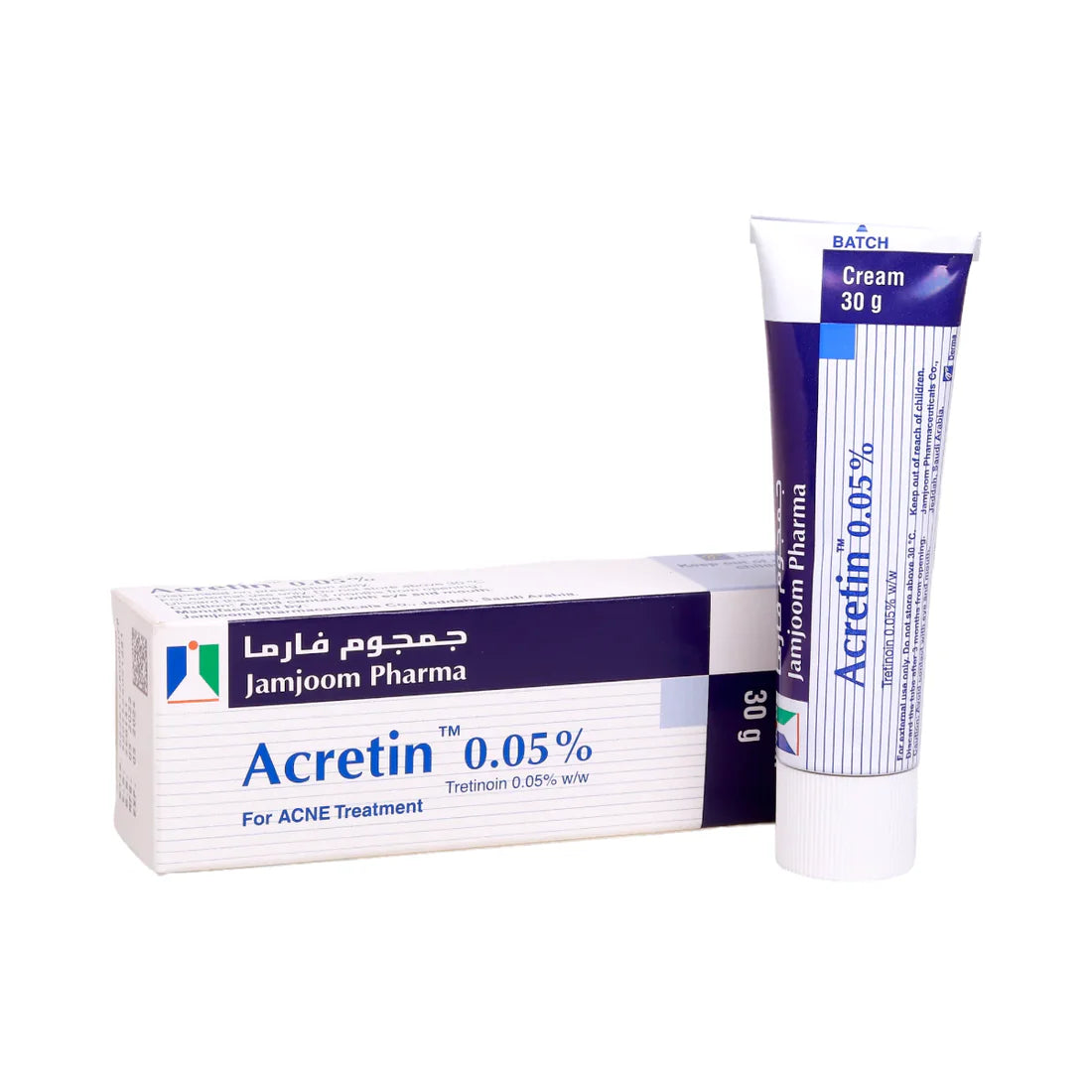 Acretin 0.05% Cream for Acne Treatment by Jamjoom Pharma - 30g