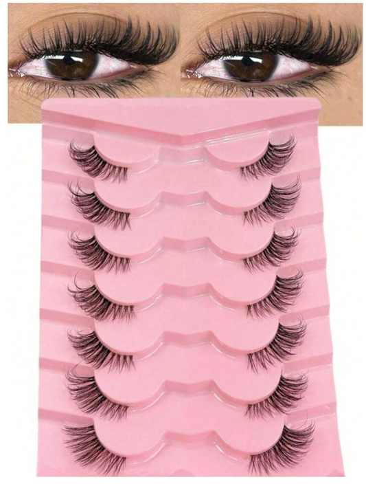 10 Pairs 3D Faux Mink Short Soft Cat Eye Transparent False Eyelashes