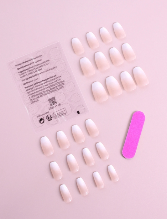 24 pieces long coffin fake nails and nail file