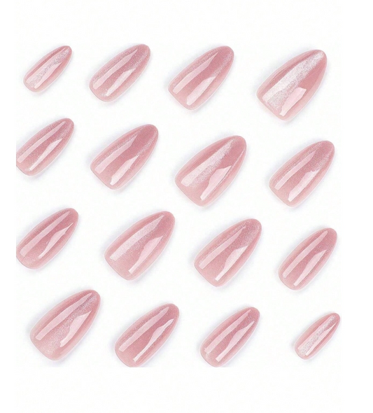 Shiny pink acrylic nails