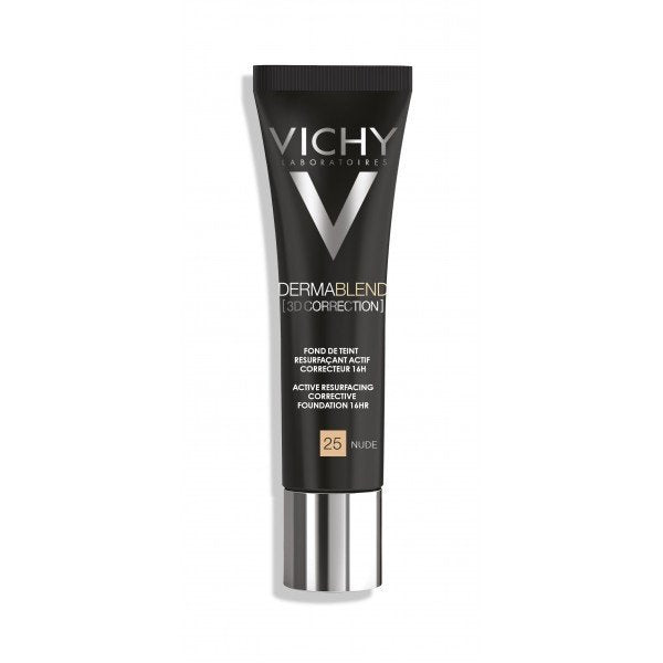 Vichy Dermablend 3D Correction Foundation in 45 Gold, a corrective liquid foundation designed to provide coverage for blemish-prone skin