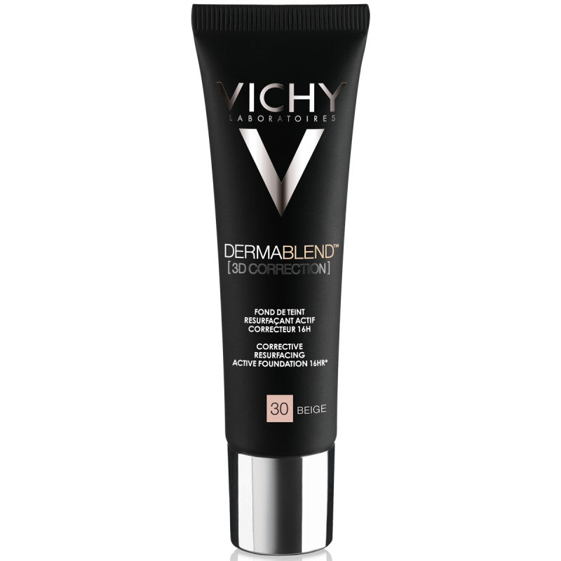 Vichy Dermablend 3D Correction Foundation in 45 Gold, a corrective liquid foundation designed to provide coverage for blemish-prone skin