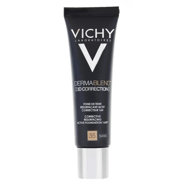 Vichy Dermablend 3D Correction Foundation in 45 Gold, a corrective liquid foundation designed to provide coverage for blemish-prone skin