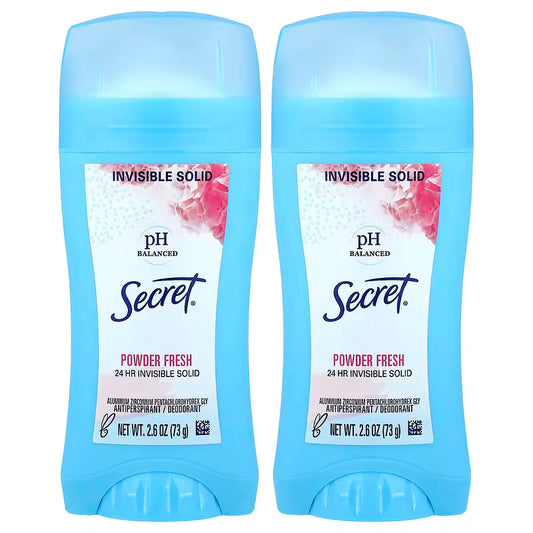 Secret, Antiperspirant/Deodorant, pH Balanced, Invisible Solid, Powder Fresh, (73 g)