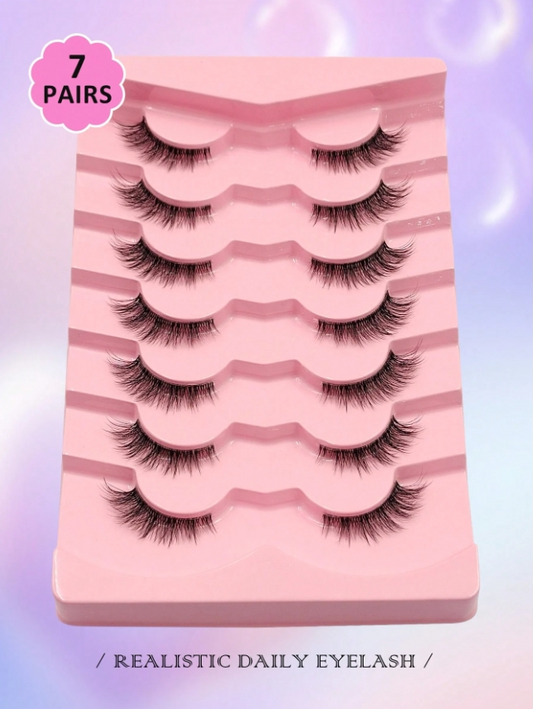 Half Lashes with Clear Band Cat Eye Tail 7 Pairs
