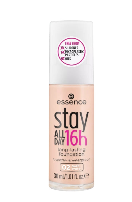 stay ALL DAY 16h long-lasting Foundation كريم أساس يدوم طويلا مع ملمس مقاوم للماء لنهاية ناعمة وغير لامعة