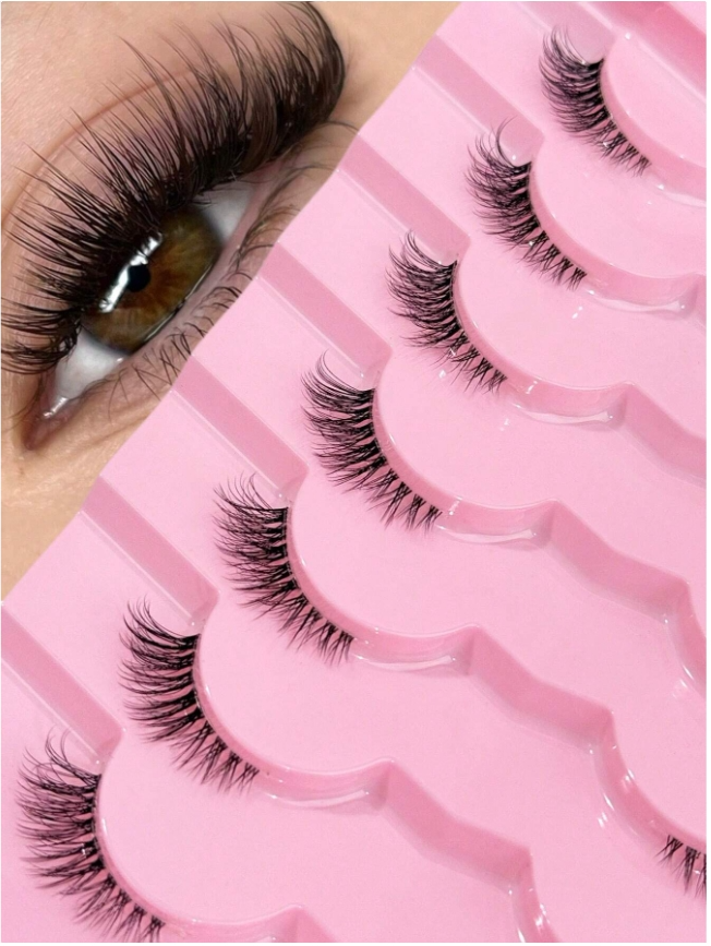 رموش نصفية مع شريط شفاف ذيل عين القطة7زوج