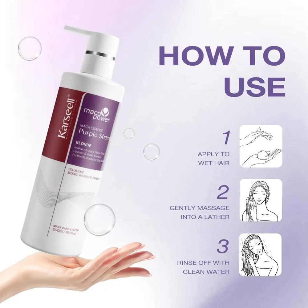 شامبو كارسيل بيربل الأرجواني 500مل Karseell Maca Power Essence Purple Shampoo