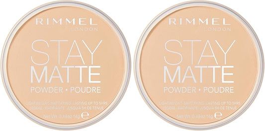 Rimmel London Stay Matte Pressed Powder, Lightweight, High Coverage, Shine Control, 0.44 oz