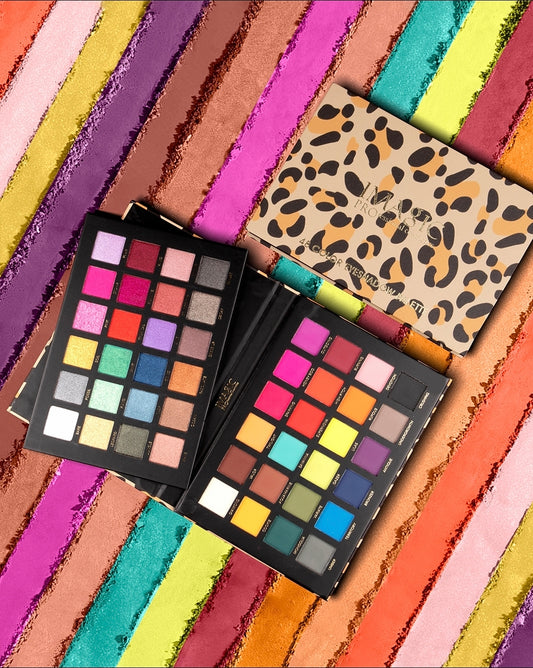 Professional eyeshadows from IMAGIC, Professional Cosmetics model, containing 48 different colors, both matte and glossy.