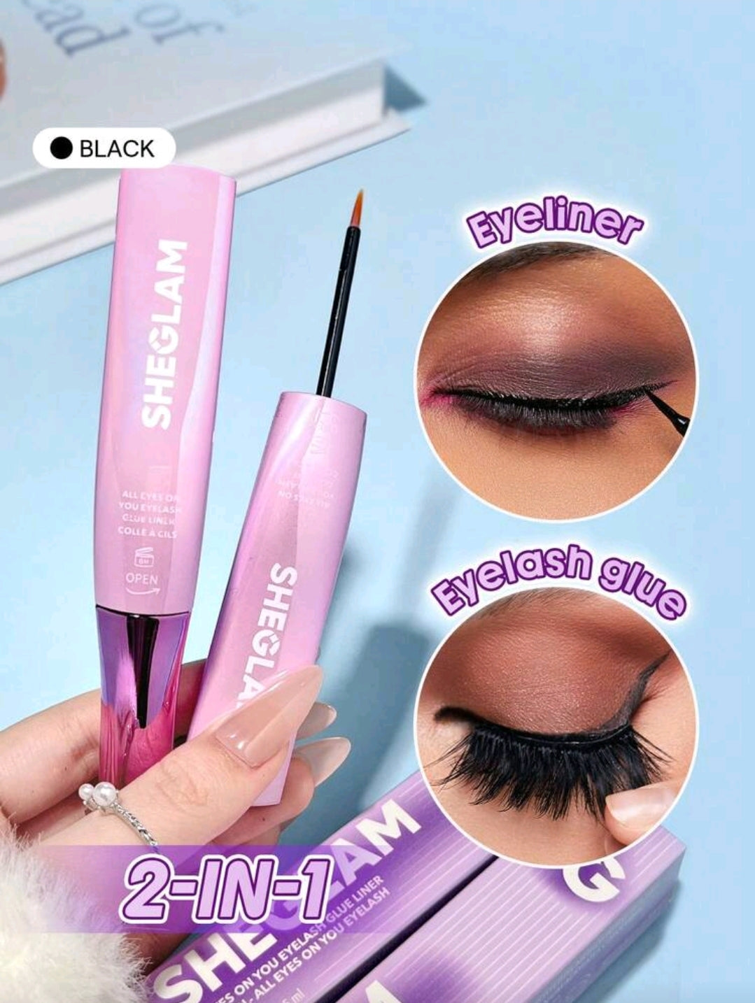 Sheglam eyeliner and eyelash glue,