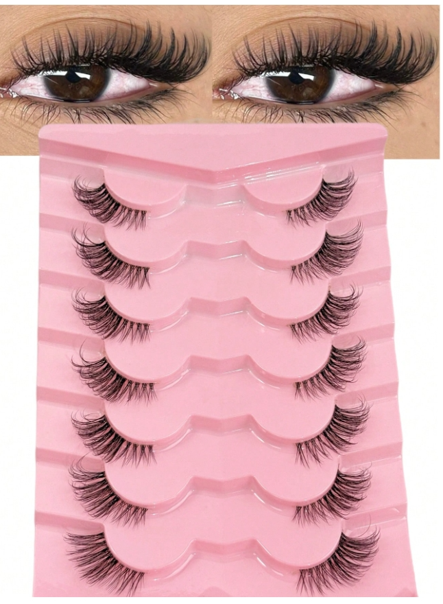 رموش نصفية مع شريط شفاف ذيل عين القطة7زوج