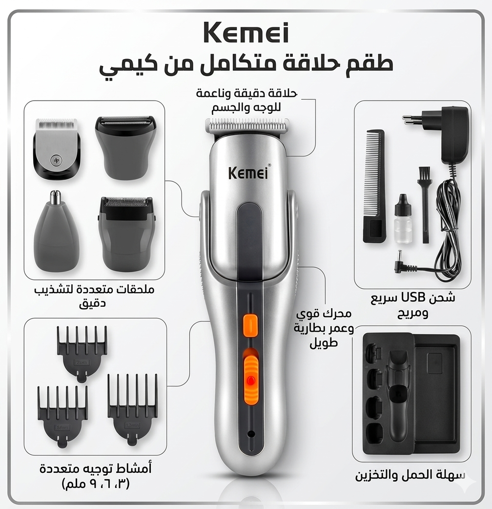KM-680A 8-in-1 Grooming Kit by Kemei: Your Barber