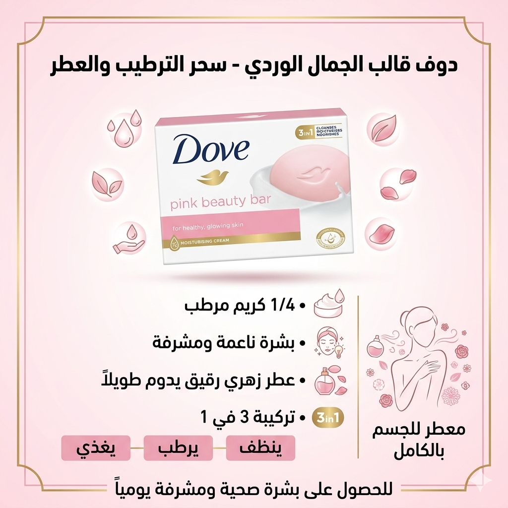 قالب صابون الجمال الوردي من دوف (Dove Pink Beauty Bar)