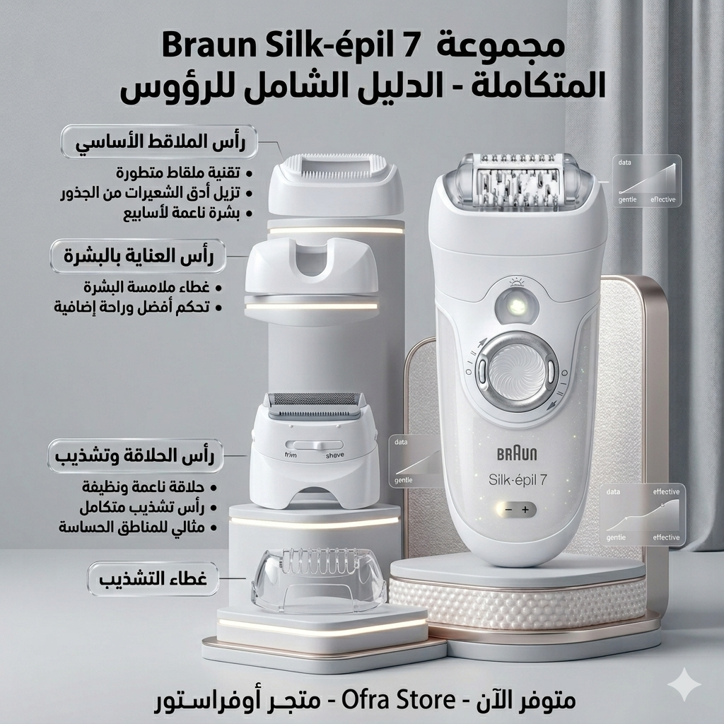 آلة إزالة الشعر Braun Silk-épil 7 (الموديل الشهير المخصص للاستخدام الجاف أو مع الماء)