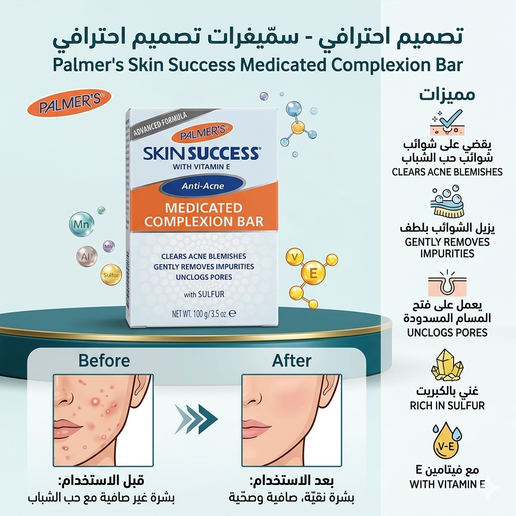 صابونة بالمرز الطبية لمعالجة البشرة ومكافحة حب الشباب (Palmer's Skin Success Medicated Complexion Bar)